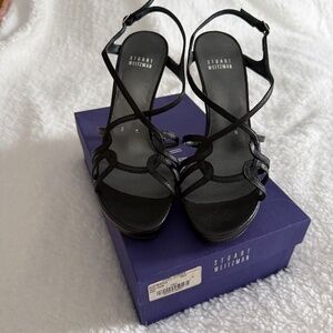 Stuart Whitman Hiturn Sandal in black leather sz 8